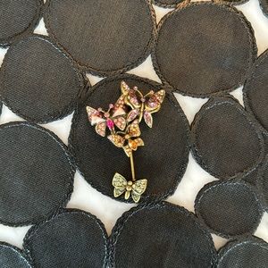 Jay Strongwater Crystal and enamel butterfly stick brooch pin